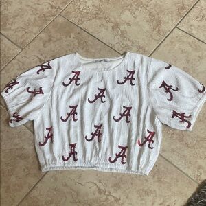 Capri Designs x kickoff apparel size large Alabama crop sequin top